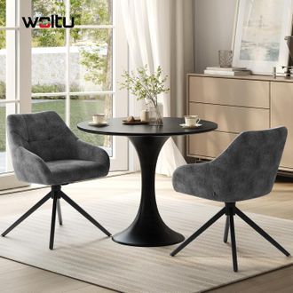 Woltu Woltu Juego De 2 Sillas De Comedor Giratorias 360&deg;, Tapizado De Chenilla Con Reposabrazos, Respaldo Y Patas De Metal - Gris