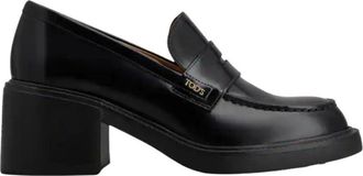 Tod's Zwarte Kalfleren Loafer met Reli&euml;f Logo - Dames - Pumps - Zwart - 36 EU - Schoenen