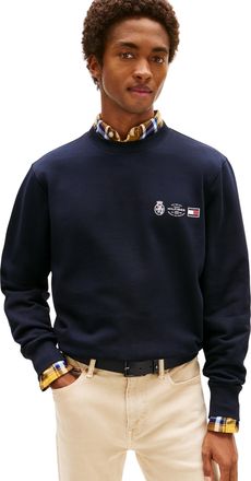 Tommy Hilfiger Mens Round Neck Small Crest Outline Sweatshirt, Blue (Desert Sky), XXL
