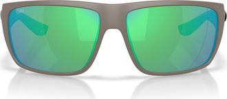 Costa 64mm Polarized Rectangular Sunglasses in Matte Olive Shale /Green 580G at Nordstrom