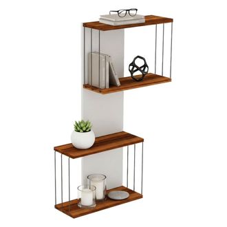 Dmora Estanter&iacute;a Mirzam, Estante, Estante De Pared, Estanter&iacute;as Multiusos, 65x19h96 Cm, Roble Y Blanco, Con Embalaje Reforzado - Dmora