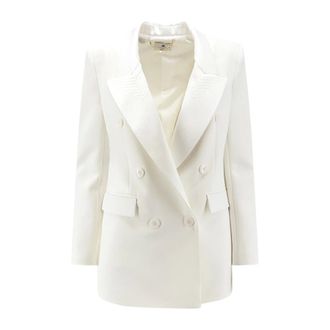 Elisabetta Franchi Dubbelrijige Blazer - Dames - Jassen - Wit - Maat: L Poliester