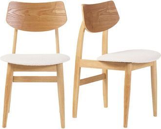 Miliboo Miliboo - Set De 2 Sillas N&oacute;rdicas De Madera Clara Y Borreguillo Blanco Elion