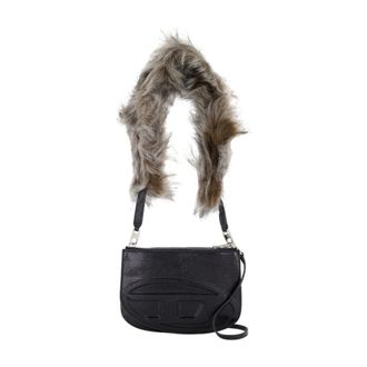 Diesel Tassen, Dames, Zwart, ONE Size, Leer, 1DR Twin Schoudertas met dubbele pouch