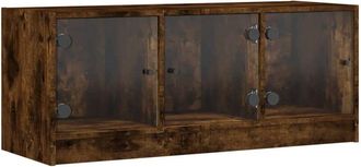 vidaXL Vidaxl - tv Cabinet with Glass Doors Smoked Oak 102x37x42 cm