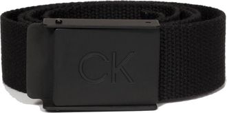 Calvin Klein Mens CK Monogram Buckle Golf Belt - Black - One Size