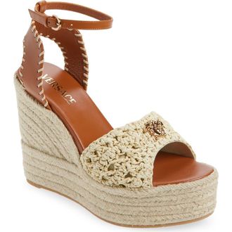 Versace Medusa Espadrille Wedge Sandal in Natural Ambrer Gold at Nordstrom, Size 7.5Us