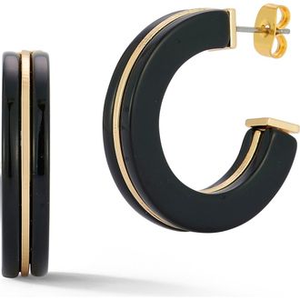 Sphera Milano Resin Hoop Earrings in Gold/Black at Nordstrom Rack