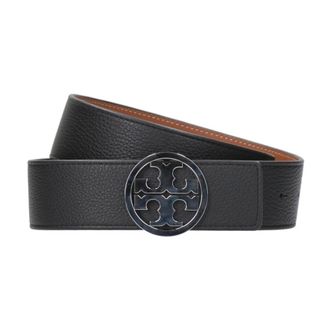 Tory Burch Tory Burch, Belts, female, Black, Size: XS Grained Leather Belts with Metal Buckle