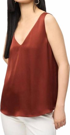 Joseph Ribkoff Satin Straight Sleeveless Top In Cinnamon