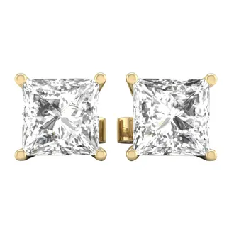 Diamond2Deal 14k Gold 0.50Ct Princess Lab Grown Diamond Solitaire Stud Earrings