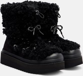Tory Burch Mellow shearling and suede lace-up boots