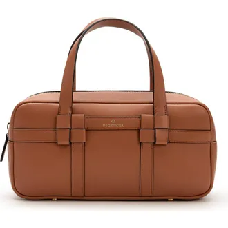 La Portegna Bibi Leather Bag With Shoulder Strap And Iconic Knots in Brown at Nordstrom