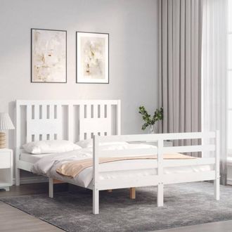 Berkfield Home Beautiful Bed Frame with Headboard White 140x200 cm Solid Wood