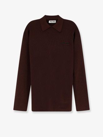 Miu Miu Polo in lana con logo ricamato frontale - MIU MIU - gender_Woman