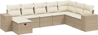 vidaXL Vidaxl - Juego De Sof&aacute;s De Jard&iacute;n Con Cojines Beige 8 Pzas Rat&aacute;n Pe