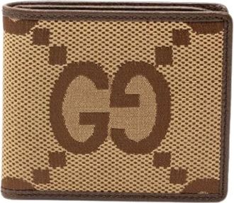Gucci Pre-owned Wallets, female, Beige, Size: ONE SIZE Pre-owned Canvas Bifold Wallet