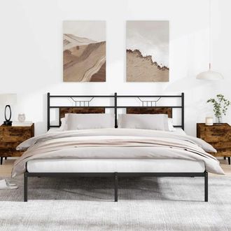 Berkfield Home Bed Frame without Mattress Smoked Oak 183x203 cm Engineered Wood in Brown