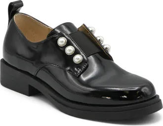 Charles by Charles David Gent Imitation Pearl Studded Loafer in Black at Nordstrom, Size 5.5