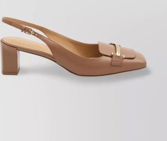 Tod's square toe slingback leather pumps