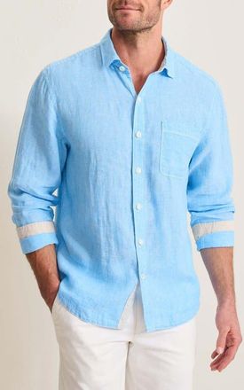 Tommy Bahama Paradise Breezer Linen Shirt in Glass Bead Blue at Nordstrom, Size Xx-Large