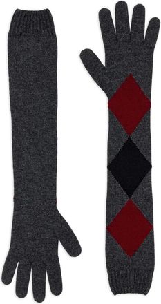 Proenza Schouler argyle-pattern long gloves - Grey