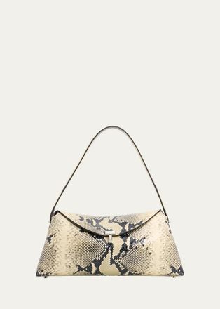 Toteme T-Lock Python-Embossed Leather Shoulder Bag