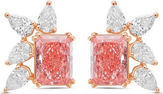 Diana M. Jewels 14kt Rose Gold 10cts Lab Grown Pink and White Diamond Cluster Earrings