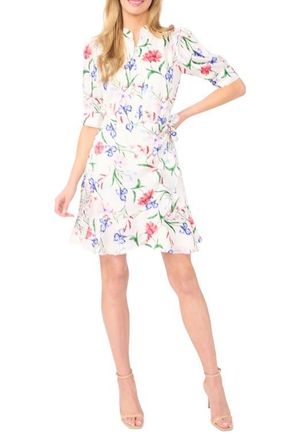 CeCe by Cynthia Steffe Floral Print Wrap Dress in New Ivory at Nordstrom, Size X-Small