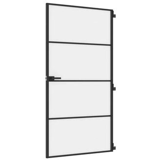 Berkfield Home Interior Door Slim Black 102.5x201.5 cm Tempered Glass & Aluminium