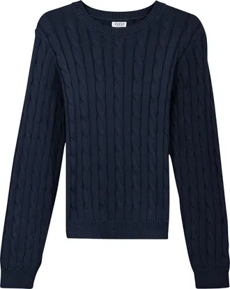 Vivid Cable Knit Ribbed Neck Sweater in Dark Navy at Nordstrom, Size Medium
