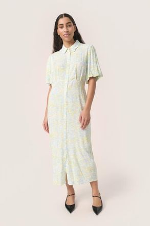 Soaked In Luxury Wynter Midi Half Sleeve Shirt Dress in Skyway Dizzy Print at Nordstrom, Size X-Small