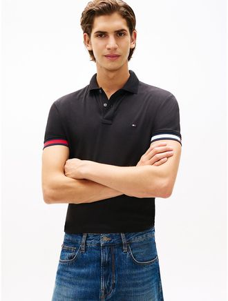 Tommy Hilfiger Mens Slim Fit Smooth Cotton Interlock Polo - Black - XXL