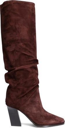 Jimmy Choo London 85mm square-toe suede knee-high boots - Brown