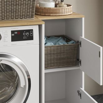 Vicco Mueble De Ba&ntilde;o Viktor, Blanco/roble Artesanal, 40.2 X 88.2 Cm Con 2 Puertas, Vicco