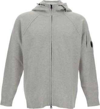 C.P. Company Full-Zip Wool Blend Cardigan With Hood