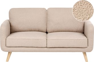 Beliani Sof&aacute; De 2 Plazas Tapizado Decorativo Patas De Madera Estilo Tradicional De Boucl&eacute; Beige Kilja