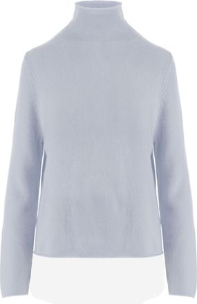 Allude Light Blue Patterned Knit Turtleneck Cashmere Sweater