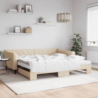 vidaXL Vidaxl - Sof&aacute; Cama Nido Con Colch&oacute;n Tela Crema 100x200 Cm