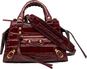 Balenciaga Pre-owned Balenciaga Mini Croc Embossed Calfskin Motocross Neo Classic City Satchel Ladies CVC45LZ4US0RSX48