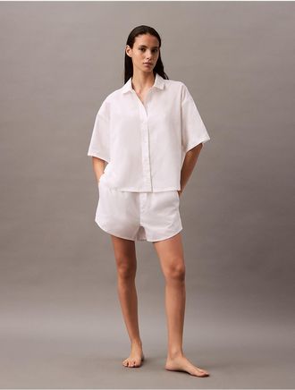 Calvin Klein Womens Cotton Poplin Lounge Shorts - White - XS