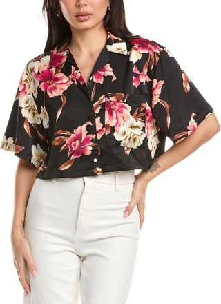 AFRM Afrm Santorini Crop Satin Shirt
