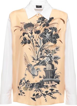 Etro Overhemden, Dames, Veelkleurig, XS, Katoen, Katoenen en zijden overhemd