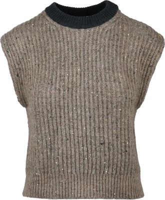 Brunello Cucinelli Jassen, Dames, Beige, S, Katoen, Gebreide Vest