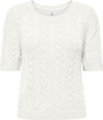 Only Kurzarmpullover ONLY ONLSUNNY SS O-NECK KNT, Damen, Gr. XL, cloud dancer, Strick, Obermaterial: 55% Polyacryl, 45% Nylon, unifarben, regular fit norma