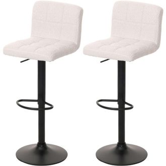 Hhg Set 2 sgabelli da bar HHG 852, sedia da bar, girevole e regolabile in altezza, tessuto Boucle (450g/m²), avorio bianco