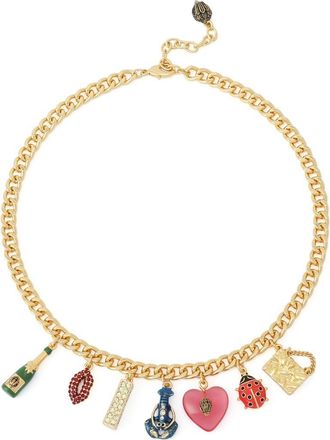 Kurt Geiger Mixed Charm Curb Chain Necklace in Gold/multi at Nordstrom