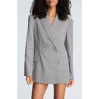 Kenneth Cole Houndstooth Check Double Breasted Jacket in Oyster/Black at Nordstrom Rack, Size X-Small