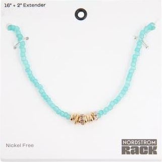 Nordstrom Rack Beaded Rondelle Necklace in Clear- Seafoam- Gold at Nordstrom Rack