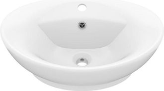 vidaXL Lavabo lujoso con rebosadero cerámica blanco mate 58,5x39 cm vidaXL